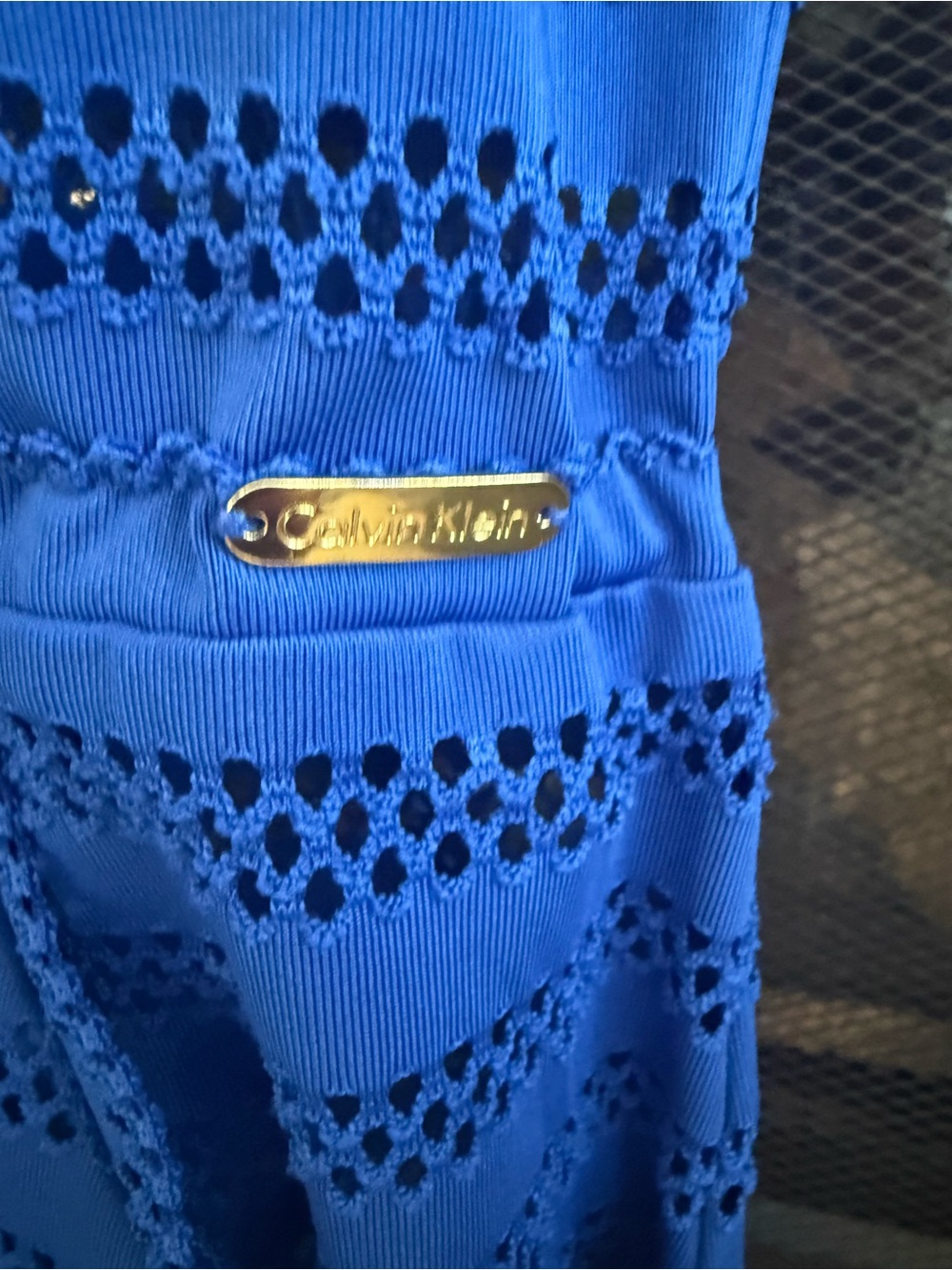 Calvin Klein Bright Blue Open-Knit V-Neck Cover-Up - Picture 3 of 6